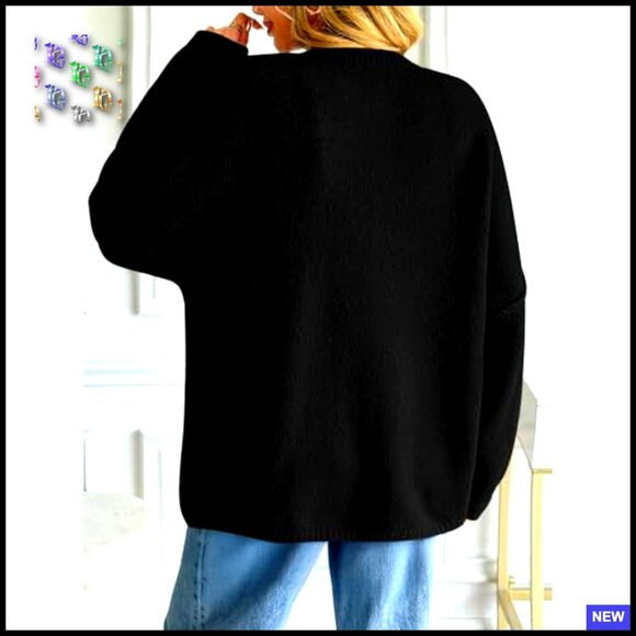 Oversized Chunky Knit Cardigan Lantern Sleeve Button Down Cozy Sweater - Picture 4 of 6